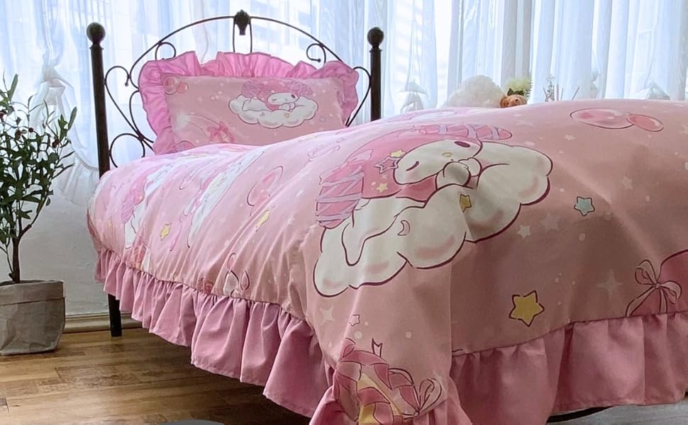 My Melody Volume Frill Duvet Cover 3-Piece Set
