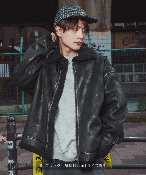 SIDEWAYSTANCE Faux Mouton B-3 Jacket