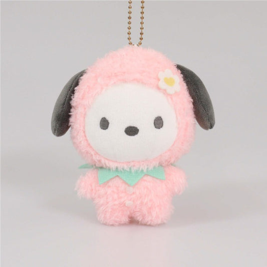 Sanrio Pochacco Strawberry Costume Plush Mascot Keychain - Ichigo Shinbun 50th Anniversary Limited Edition