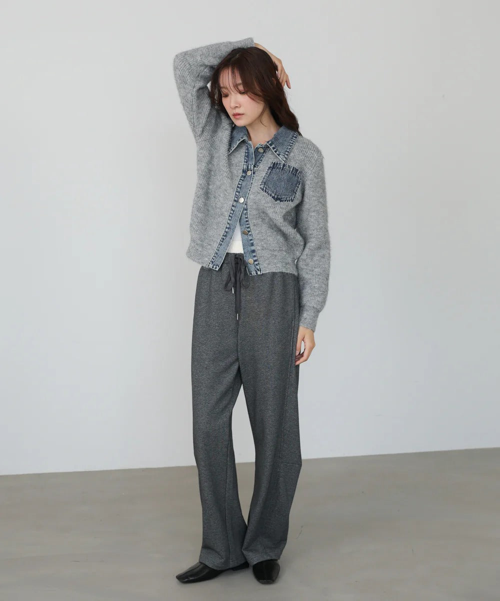 Bou Jeloud Denim Knit Cardigan