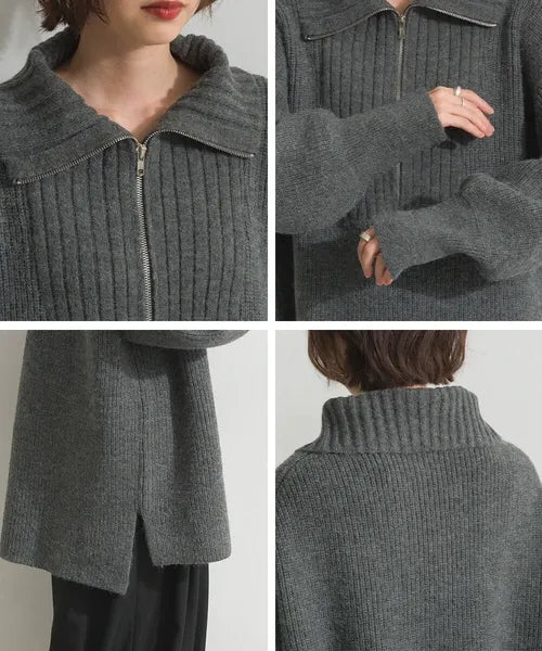 Half-Zip Long Knit Pullover