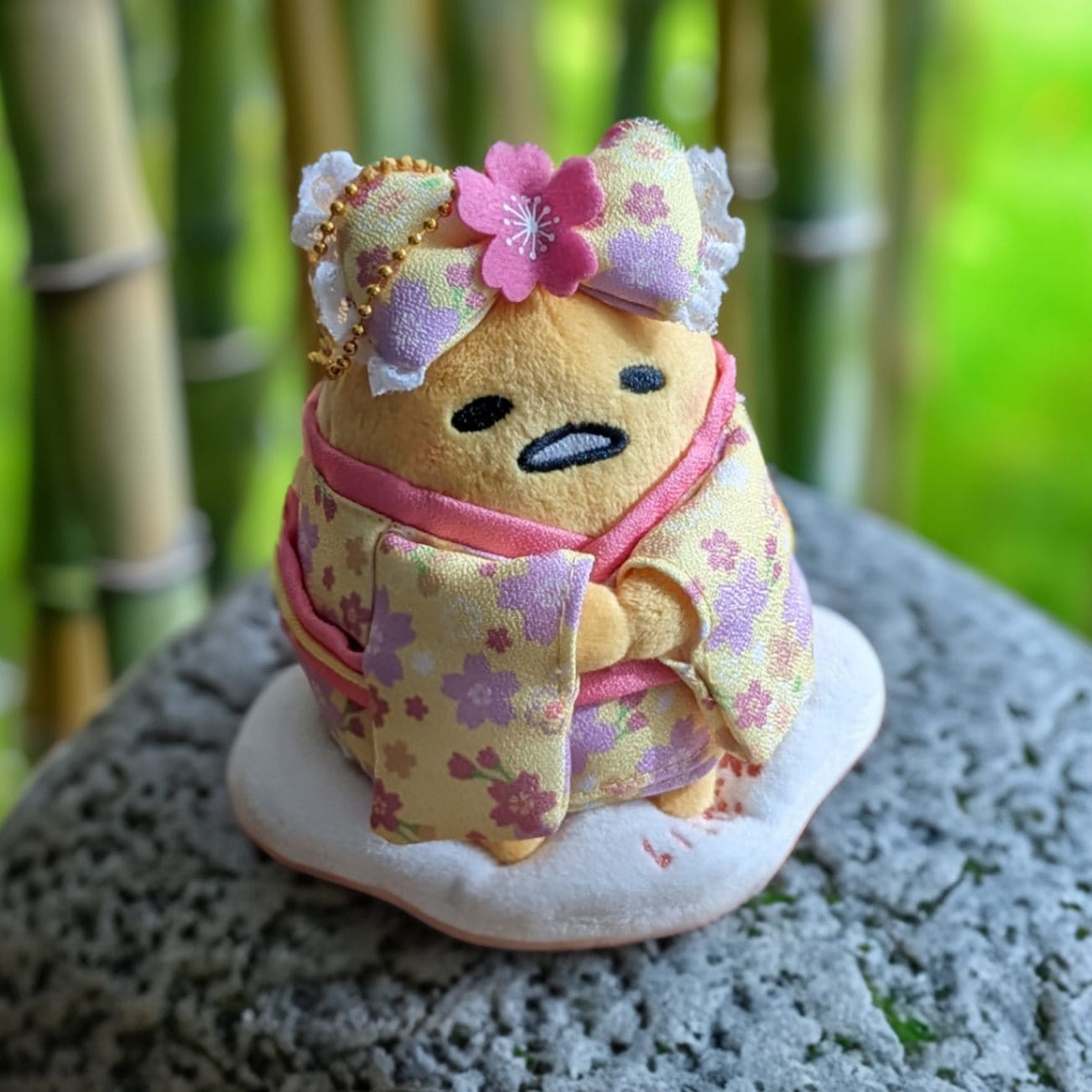 Sakura Kimono Gudetama Plush Keychain