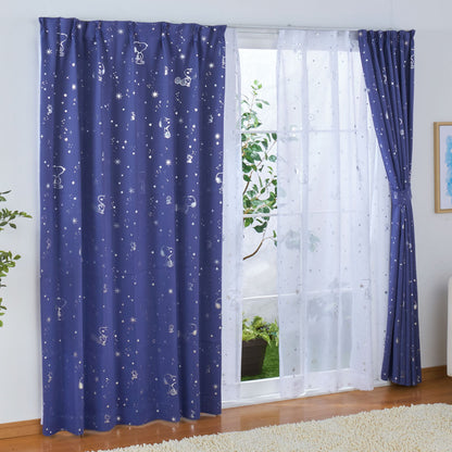 Snoopy 星空主題 二級遮光隔熱窗簾+窗紗 4件套裝