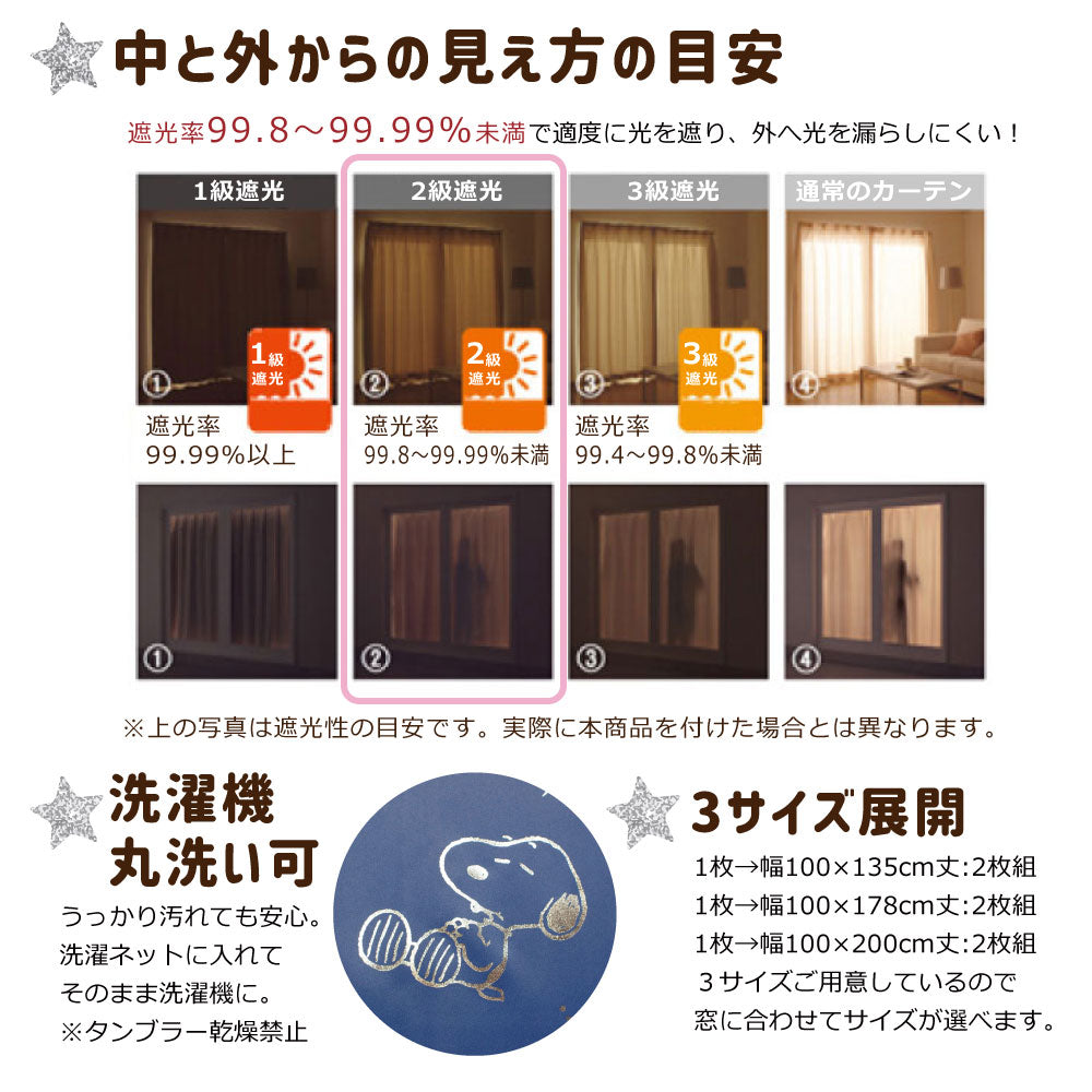 Snoopy 星空主題 二級遮光隔熱窗簾+窗紗 4件套裝
