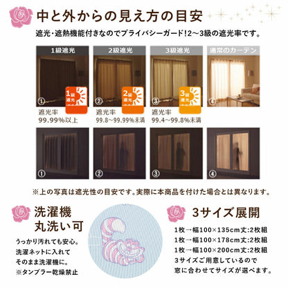 Alice in Wonderland Level 2 Blackout and Heat Insulation Curtain + Window Screen 4-Piece Set