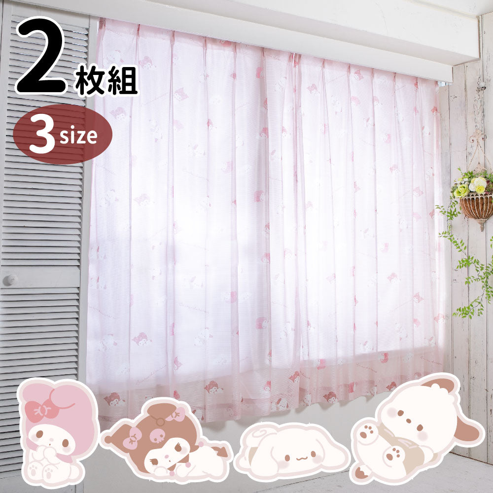 Sanrio Characters UV Protection Rate 99.9% Lace Curtain + Window Screen 4-Piece Set