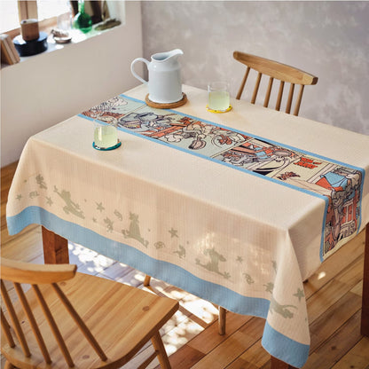Tom and Jerry Water-repellent Tablecloth With Comic Print