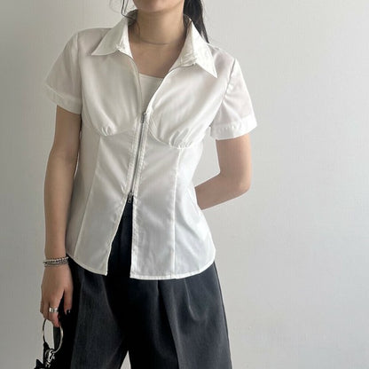 Broad Zip Short Sleeve Shirt