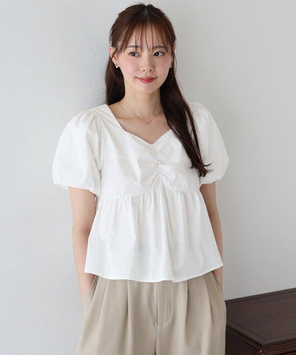 BLUE EAST Peplum Puff Sleeve Blouse