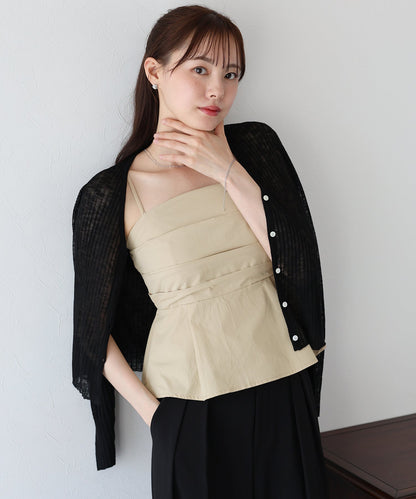 BLUE EAST Tuck Peplum Bustier