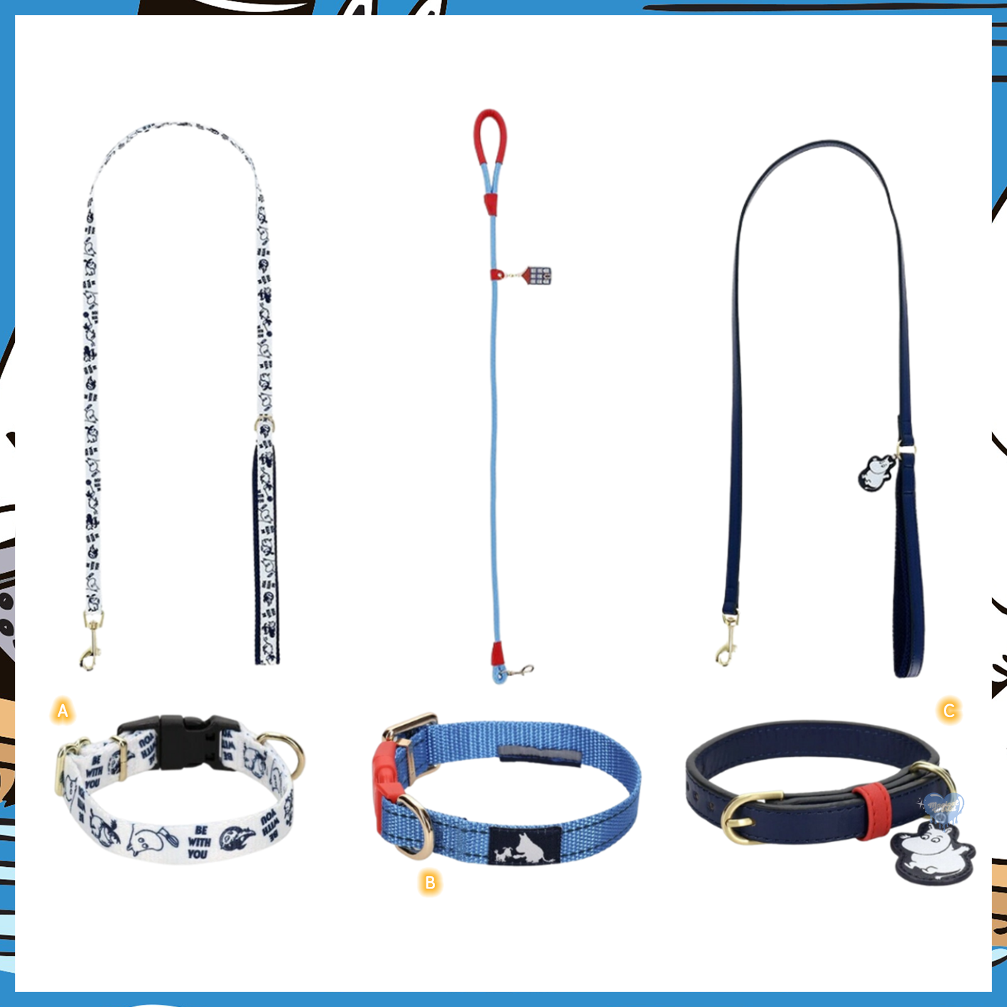 Moomin Color Pet Collar & Leash