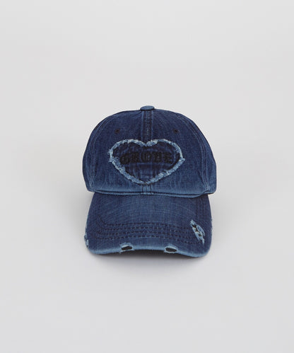 Distressed Heart Patch Denim Cap