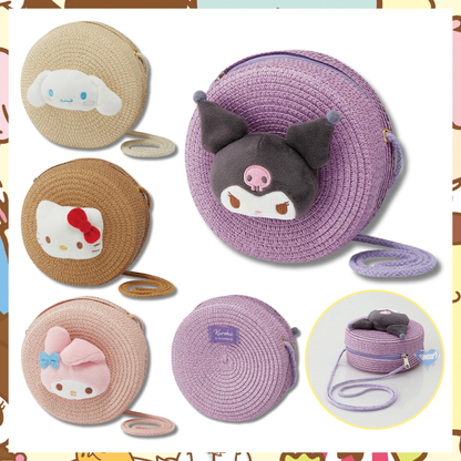 Sanrio Characters Straw Material Round Shoulder Bag