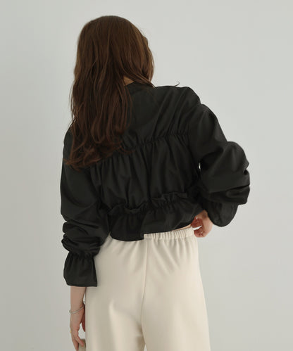 Plain Short Length Frill Shirt Blouse