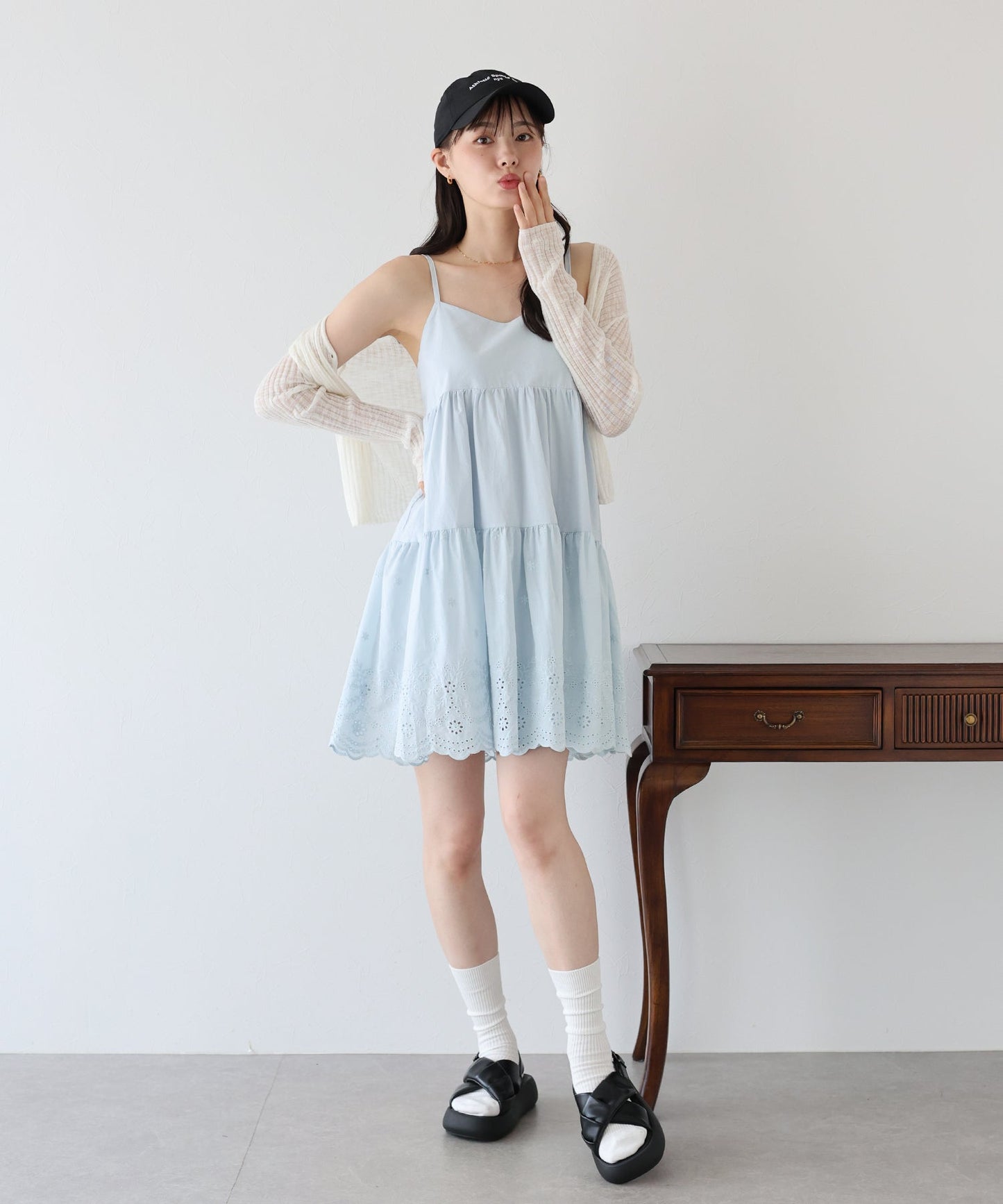 BLUE EAST Cotton Lace Mini Dress