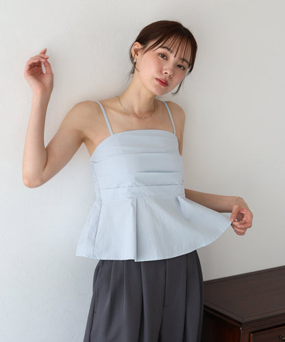 BLUE EAST Tuck Peplum Bustier