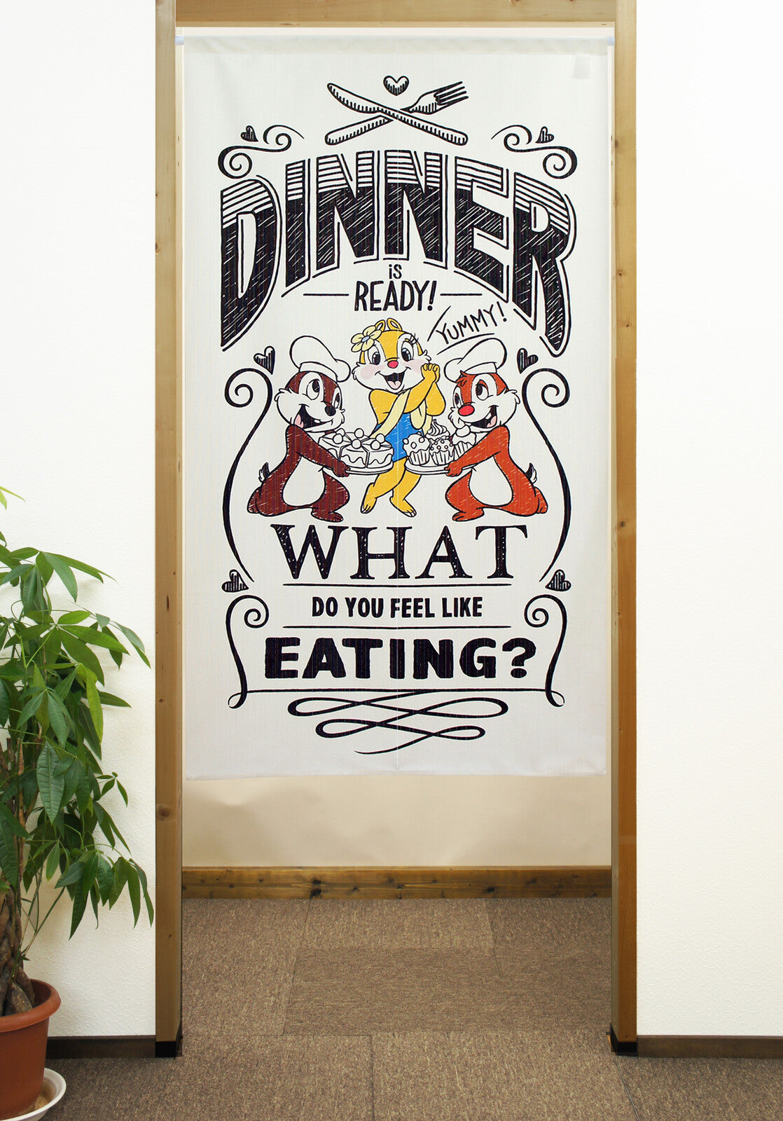 Disney Chip and Dale DINNER Door Curtain Made in Japan