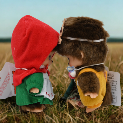 Monchhichi Revival Oyugikai Bebichhichi Little Red Riding Hood and Wolf Plush Doll Set