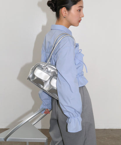 Plain Short Length Frill Shirt Blouse