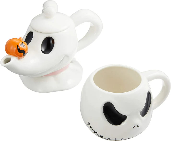 Jack Halloween themed cup and teapot ceramic set