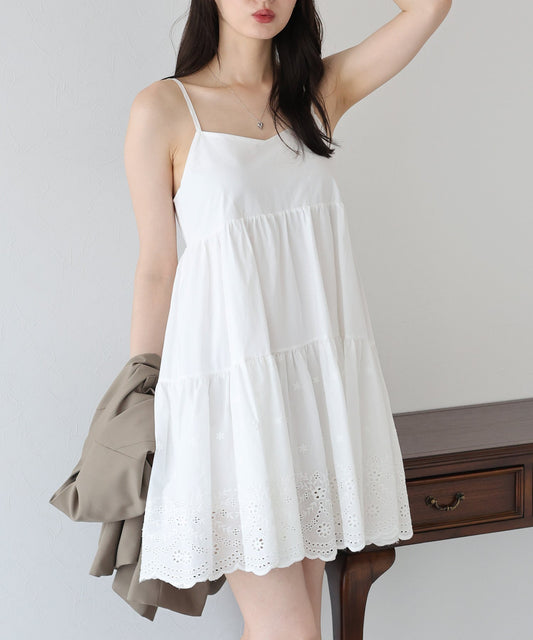 BLUE EAST Cotton Lace Mini Dress