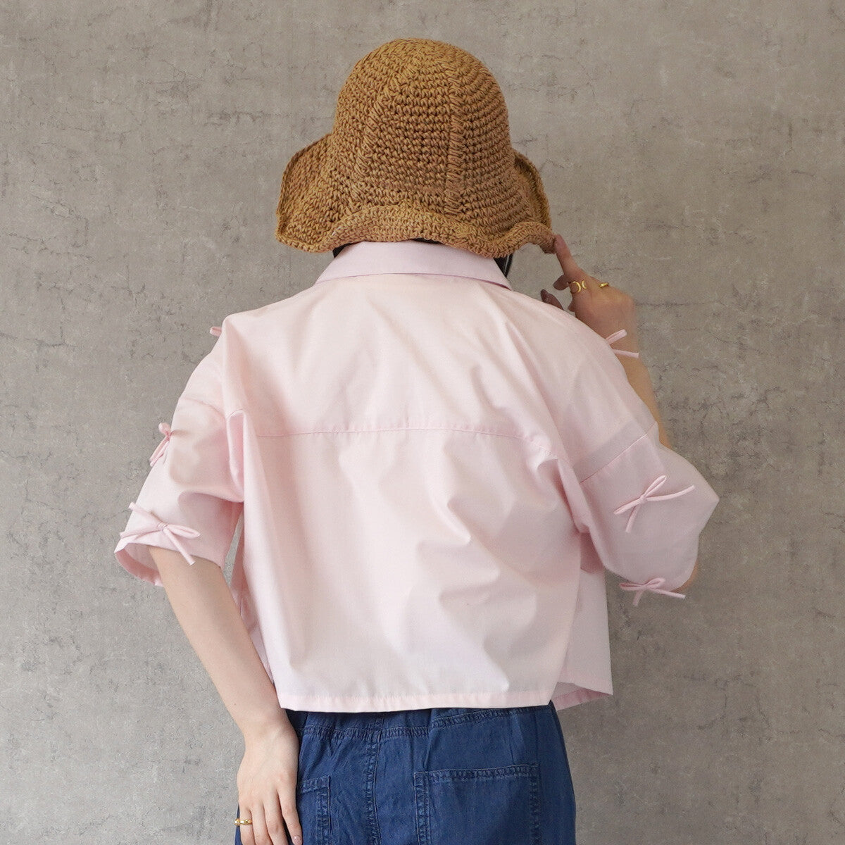 Ribbon Short Sleeve Shirt Blouse