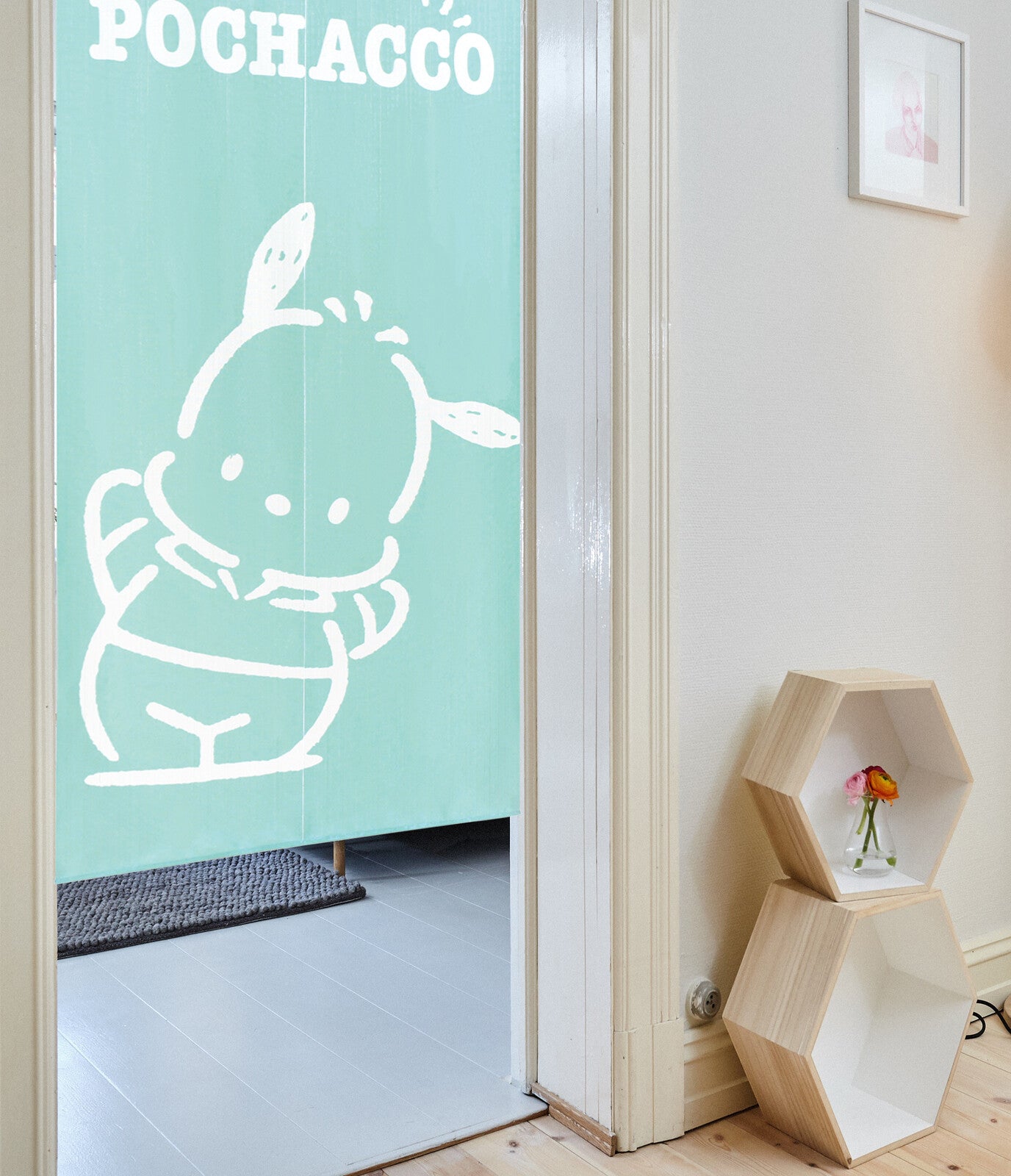 Sanrio "Pochacco Simple Line" Door Curtain Made in Japan