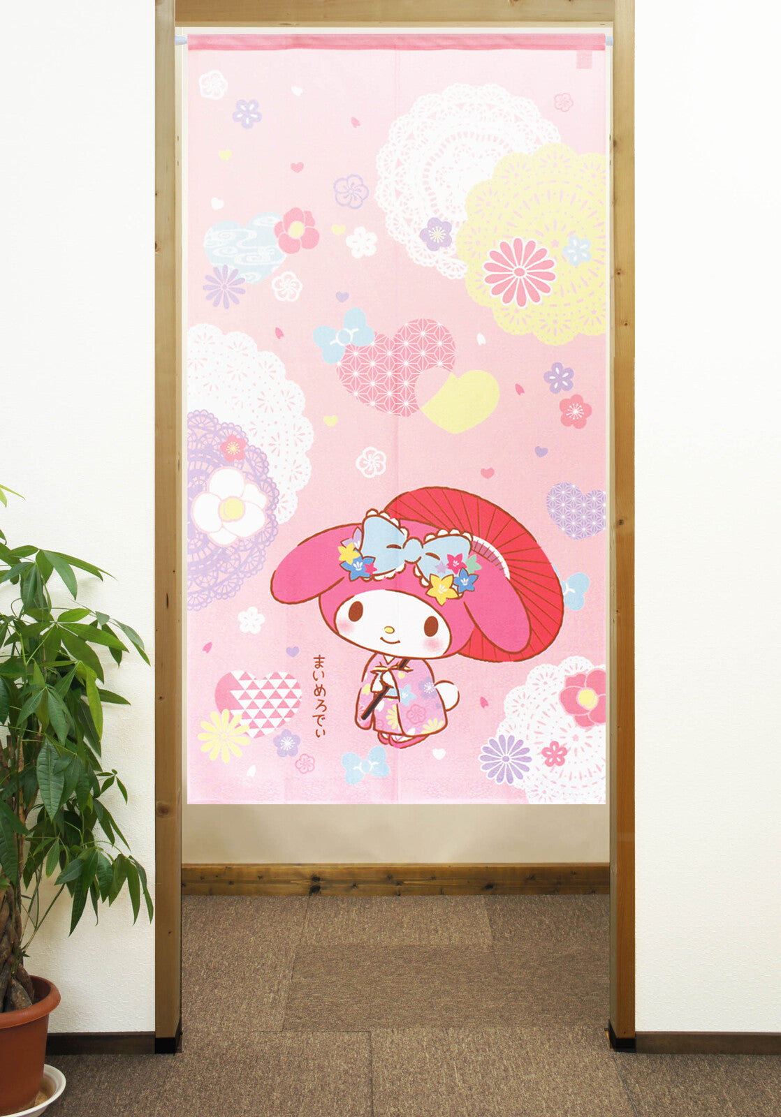 Sanrio "My Melody Japanese pattern cute" Door Curtain Made in Japan