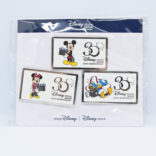 Disney Store Japan 30th Anniversary Pin Set Mickey Minnie Donald Duck