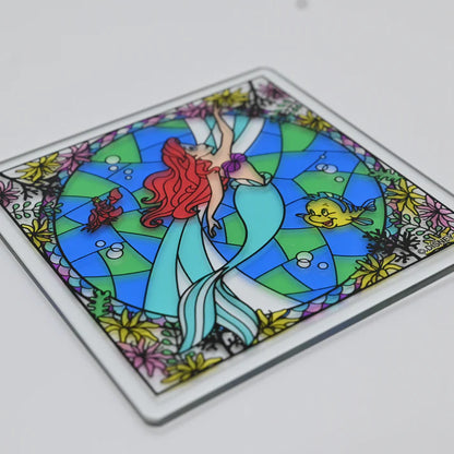 Disney The Little Mermaid Ariel Stained Glass and Coasters