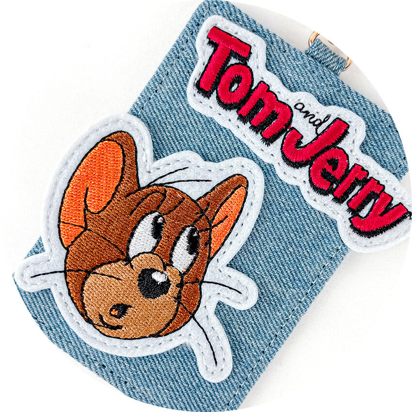 TOM and JERRY×Flapper Denim Applique Card Holder