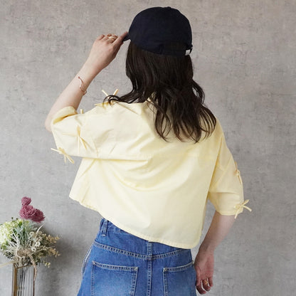 Ribbon Short Sleeve Shirt Blouse