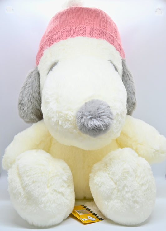 PEANUTS Snoopy BIG Plush Toy - Winter Limited Edition Pink Knit Hat Version