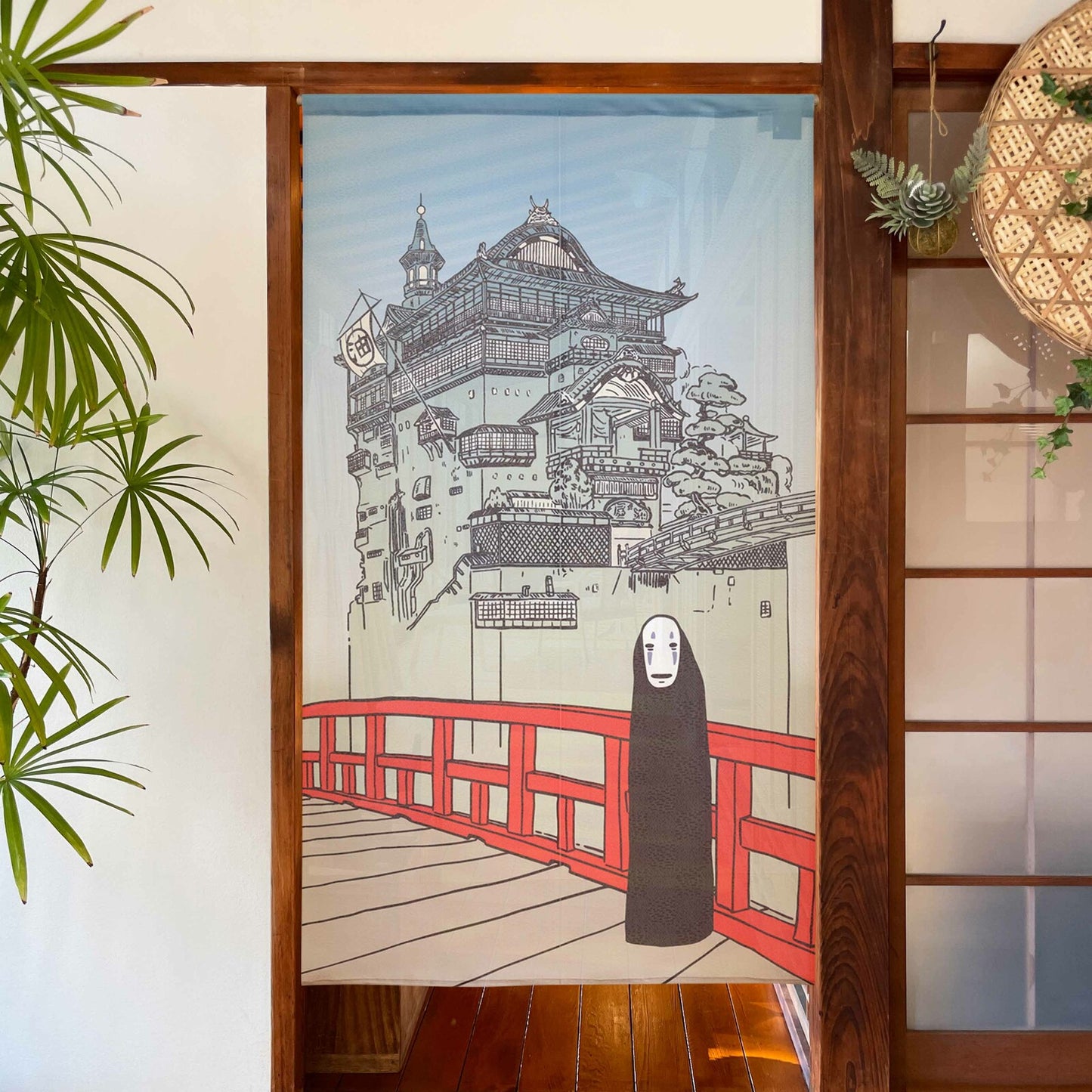 Ghibli Spirited Away "Bathhouse and No-Face" Door Curtain Made in Japan