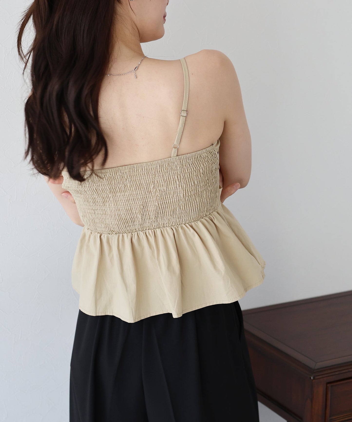 BLUE EAST Tuck Peplum Bustier