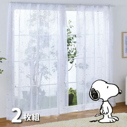 Snoopy 星空主題 二級遮光隔熱窗簾+窗紗 4件套裝