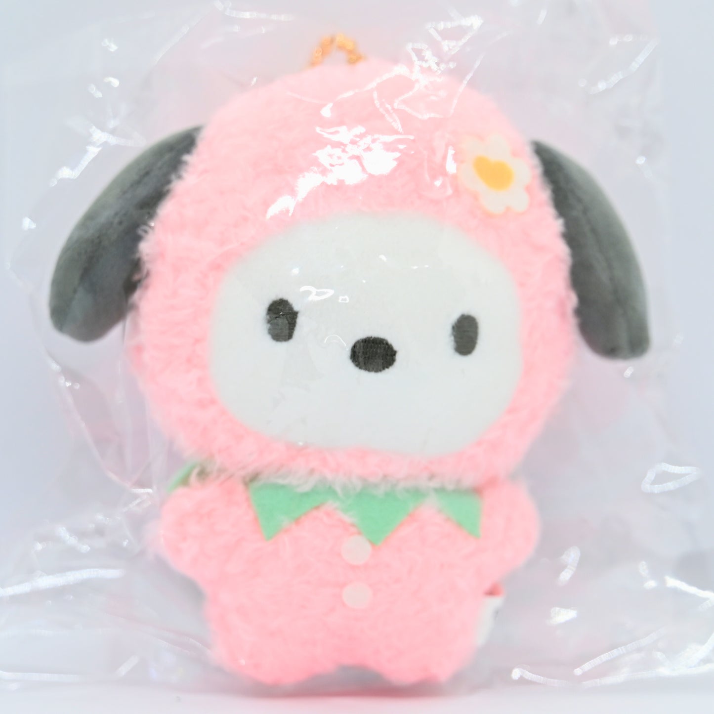 Pochacco squishy doll dressed as strawberry