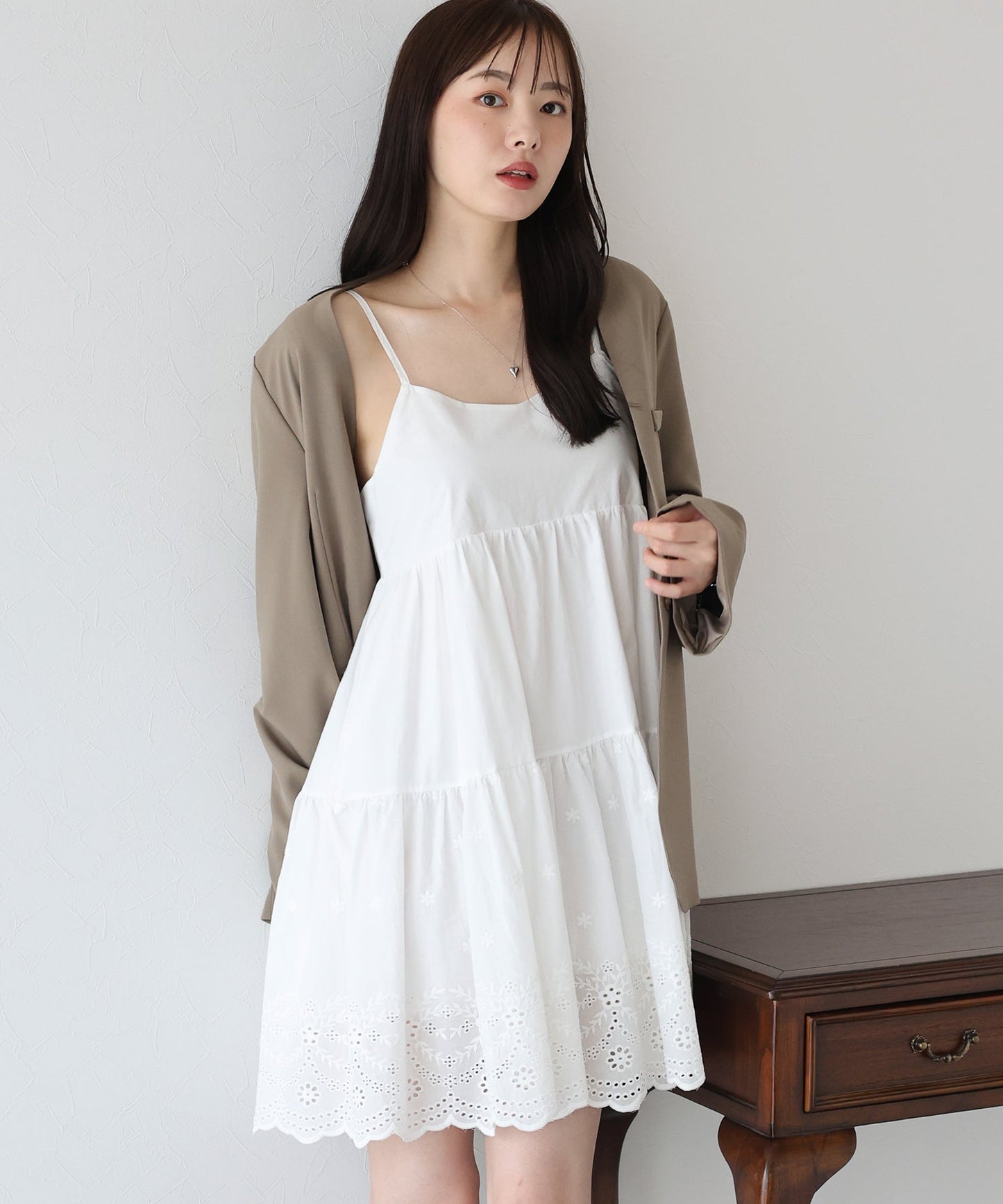 BLUE EAST Cotton Lace Mini Dress