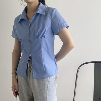 Broad Zip Short Sleeve Shirt