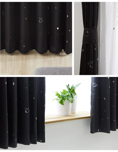 Disney Mickey Secondary Blackout Insulation Curtains + Window Screens 4-Piece Set