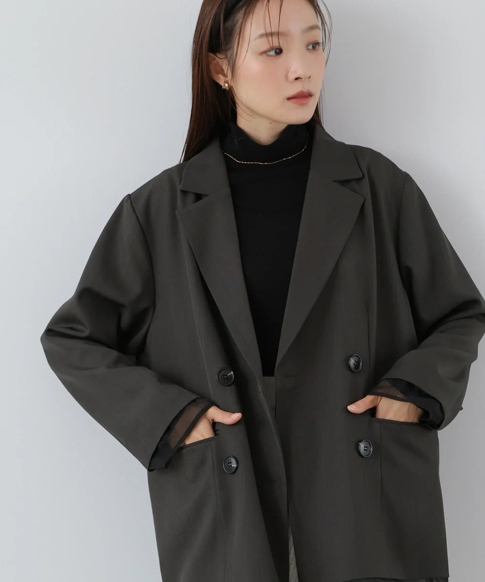 Bab Sheer Double-Breasted Tailored Jacket