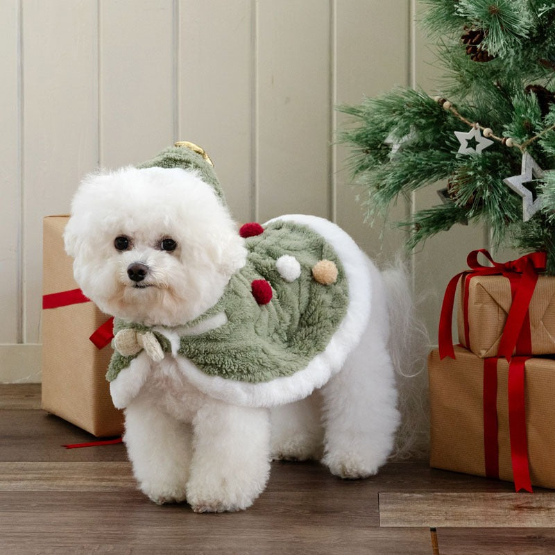 Dog Clothes Christmas Tree Poncho Costume