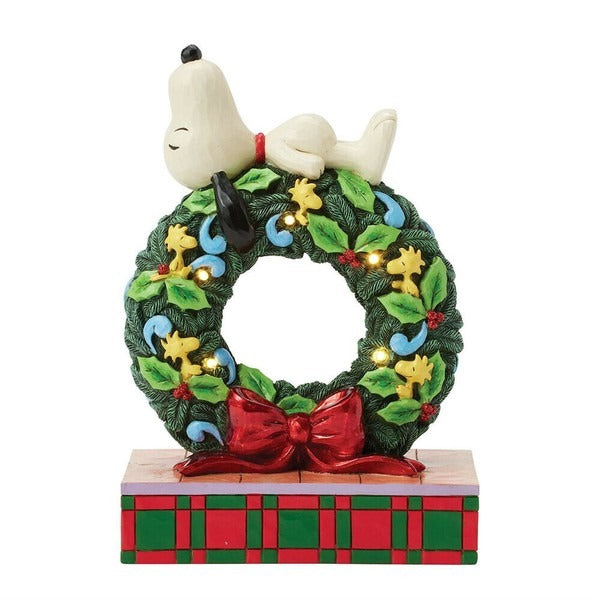 Snoopy Christmas Sleeping Wreath LED