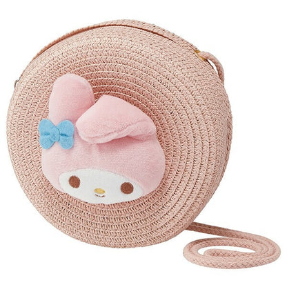 Sanrio Characters Straw Material Round Shoulder Bag