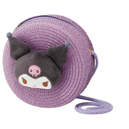 Sanrio Characters Straw Material Round Shoulder Bag
