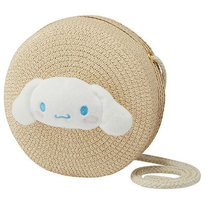Sanrio Characters Straw Material Round Shoulder Bag