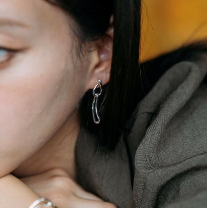 Banana Motif Earrings Silver