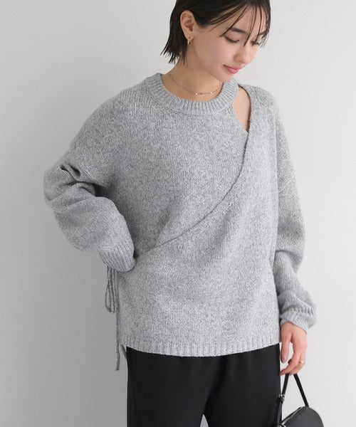 evernavy Faux Layered Long Sleeve Knit Top