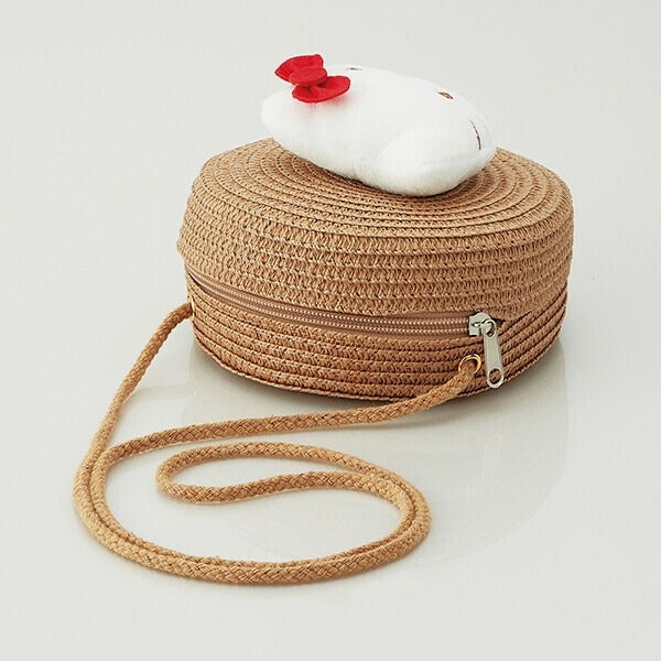 Sanrio Characters Straw Material Round Shoulder Bag