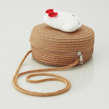 Sanrio Characters Straw Material Round Shoulder Bag